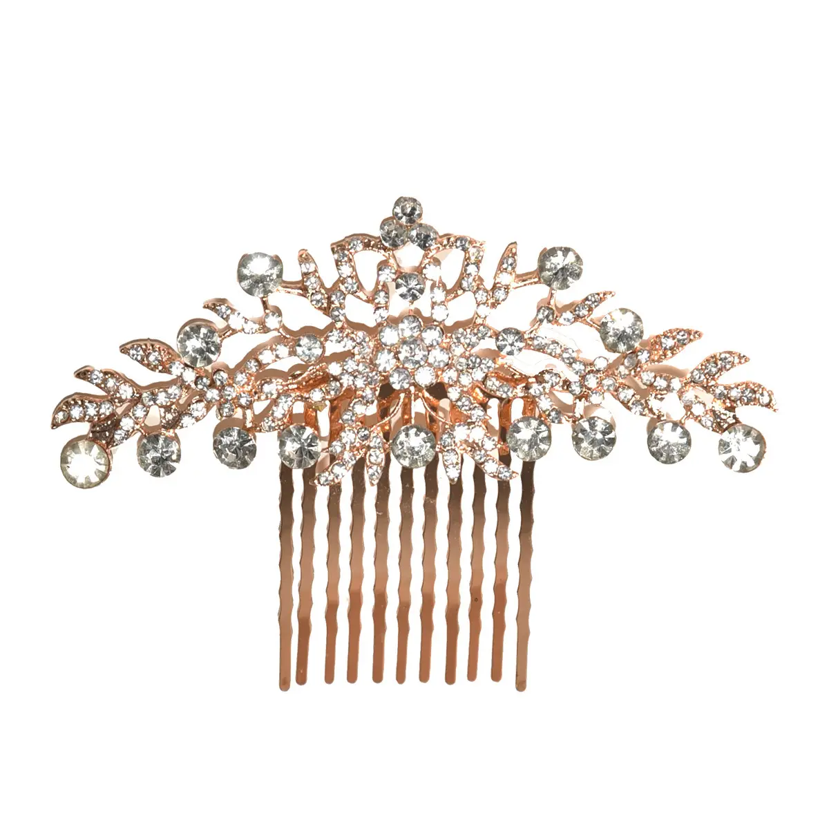 Rustic Rose Gold Crystal Hair Comb for Bridal Wear - Image 6
