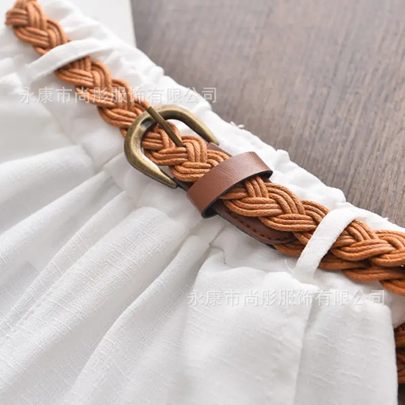 Korean Girls Floral Sleeveless T-Shirt with Brown Belt - Image 4