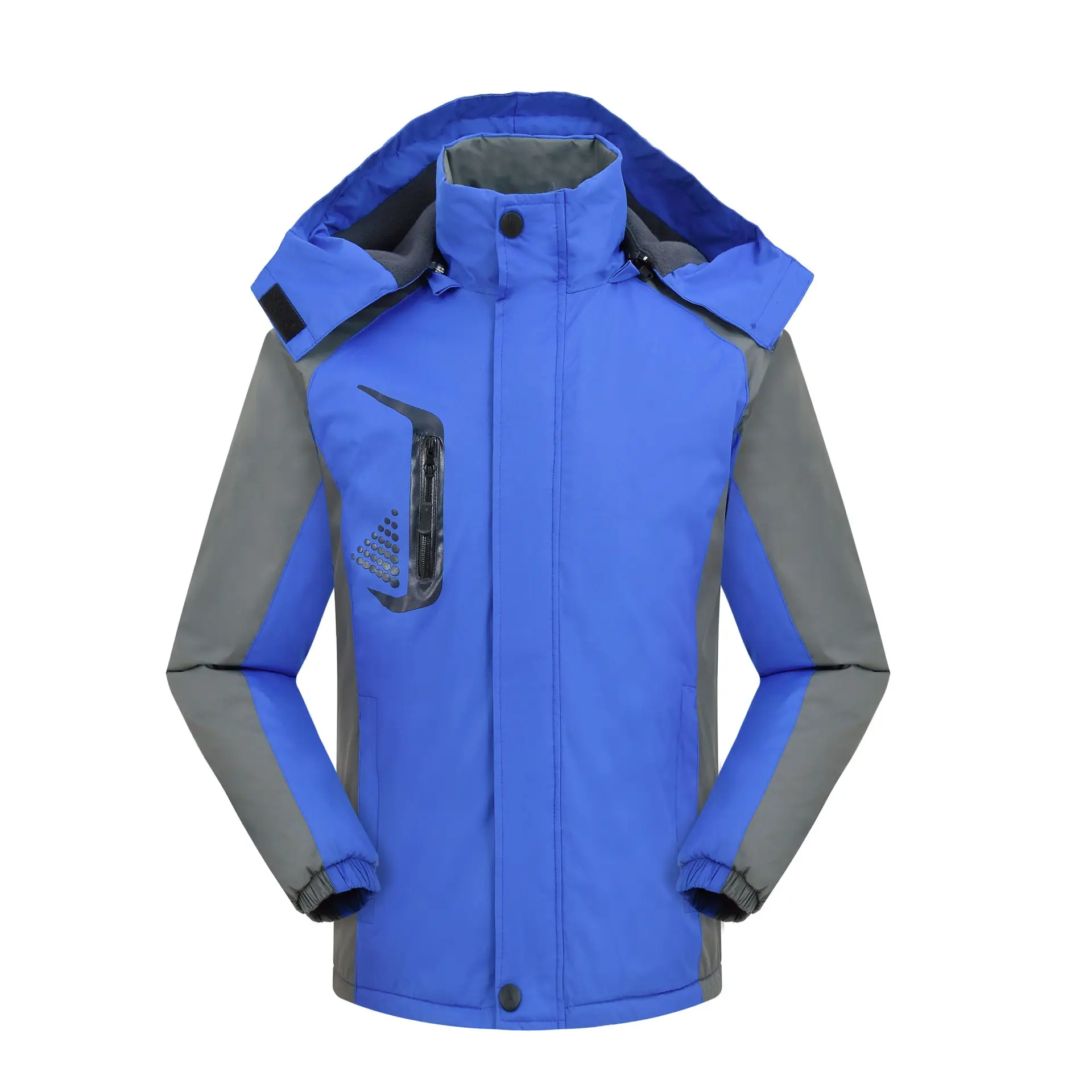 Winter Fleece Lined Jacket Blue Grey Hooded Workwear — feature 12