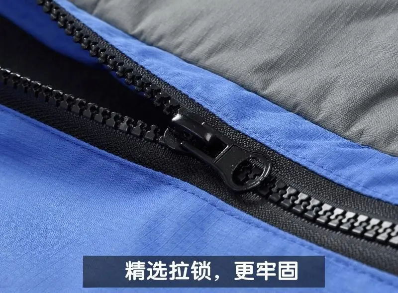 Winter Fleece Lined Jacket Blue Grey Hooded Workwear — feature 14