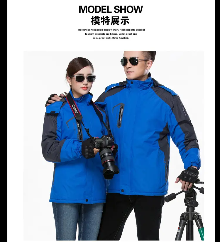 Winter Fleece Lined Jacket Blue Grey Hooded Workwear — feature 15