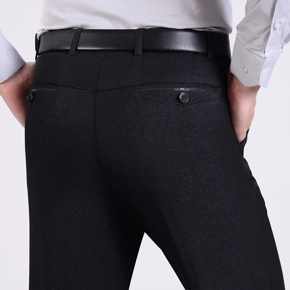 Men's Black Velvet Padded Business Pants Medium - Image 4
