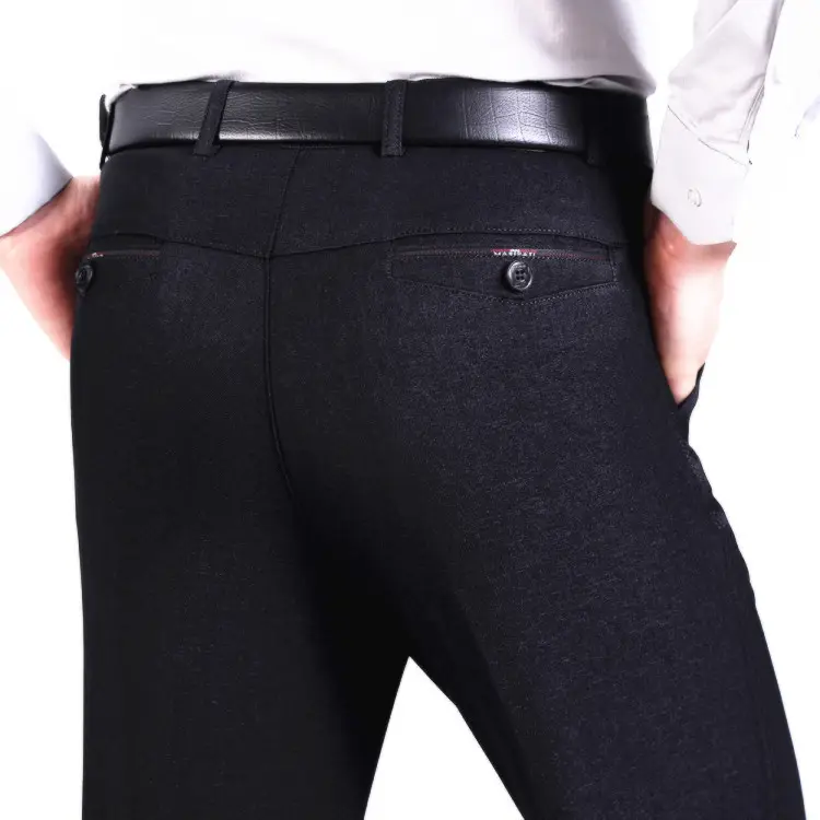 Men's Black Velvet Padded Business Pants Medium - Image 5