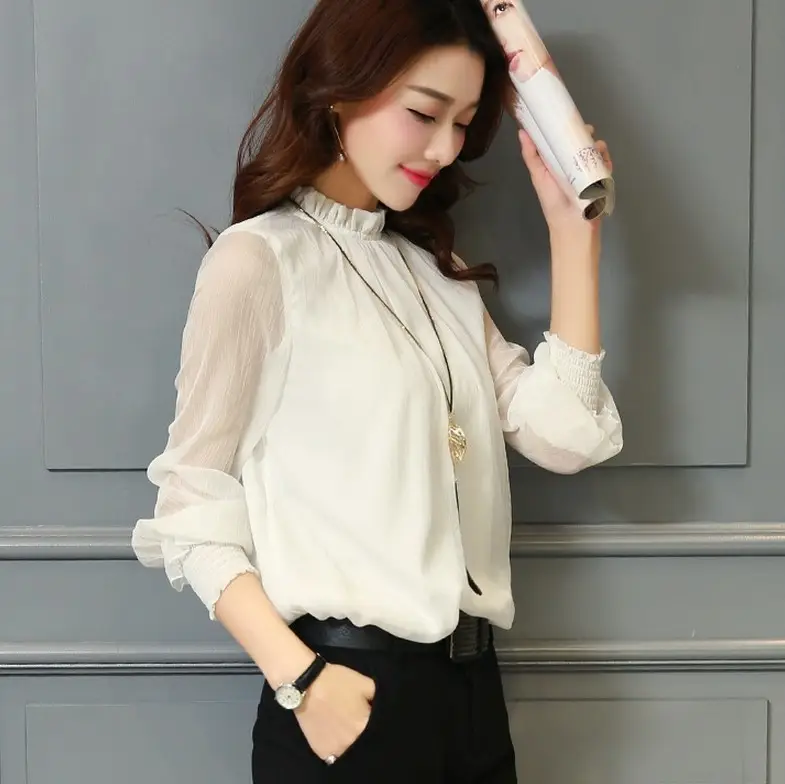Black Chiffon Ruffled Shirt with Large Size & Ruffled Bottom - Image 7
