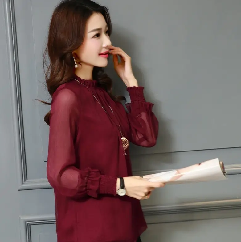 Black Chiffon Ruffled Shirt with Large Size & Ruffled Bottom - Image 8