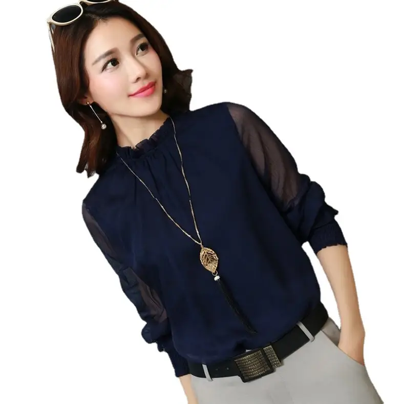 Black Chiffon Ruffled Shirt with Large Size & Ruffled Bottom - Image 10