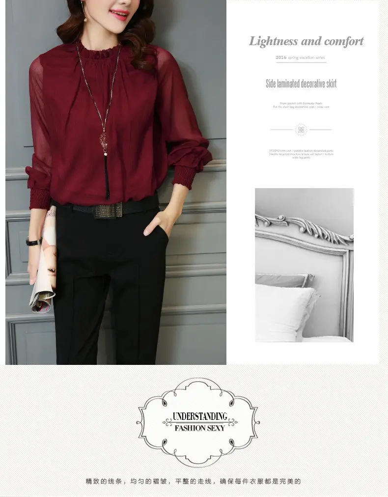Black Chiffon Ruffled Shirt with Large Size & Ruffled Bottom — feature 22