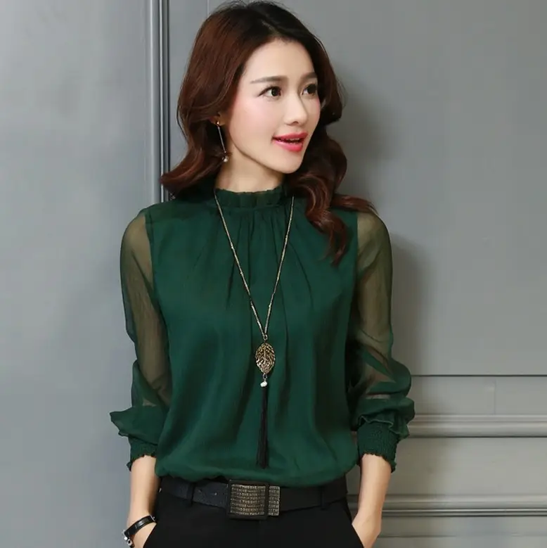 Black Chiffon Ruffled Shirt with Large Size & Ruffled Bottom - Image 2