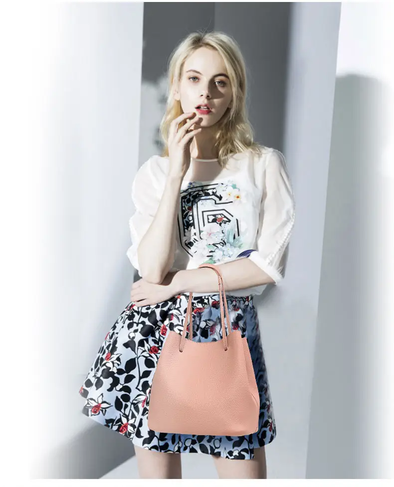 2025 New Korean Style All-match Litchi Pattern Open Portable Shoulder Bag Women's Bag Four-piece Set Women's Bag for Foreign Trade — feature 13