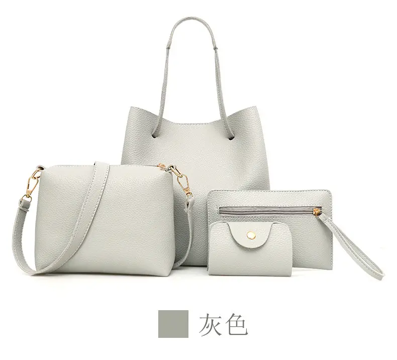 2025 New Korean Style All-match Litchi Pattern Open Portable Shoulder Bag Women's Bag Four-piece Set Women's Bag for Foreign Trade — feature 18