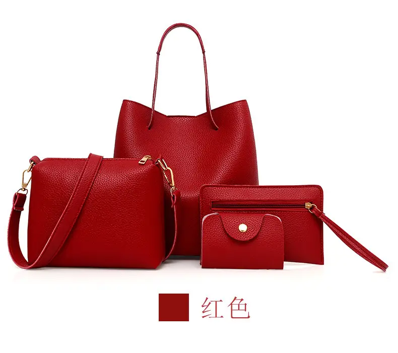 2025 New Korean Style All-match Litchi Pattern Open Portable Shoulder Bag Women's Bag Four-piece Set Women's Bag for Foreign Trade — feature 19