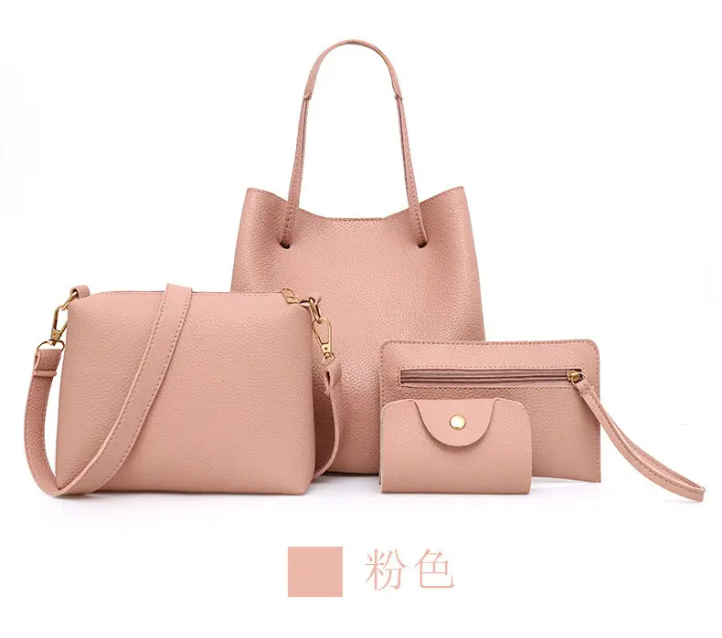 2025 New Korean Style All-match Litchi Pattern Open Portable Shoulder Bag Women's Bag Four-piece Set Women's Bag for Foreign Trade — feature 20