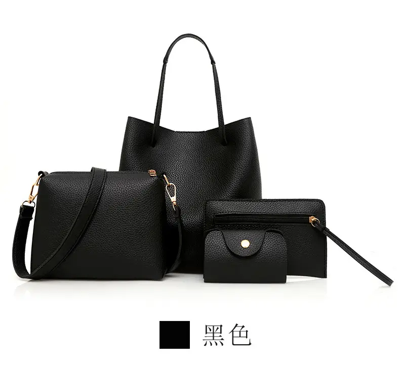 2025 New Korean Style All-match Litchi Pattern Open Portable Shoulder Bag Women's Bag Four-piece Set Women's Bag for Foreign Trade — feature 21