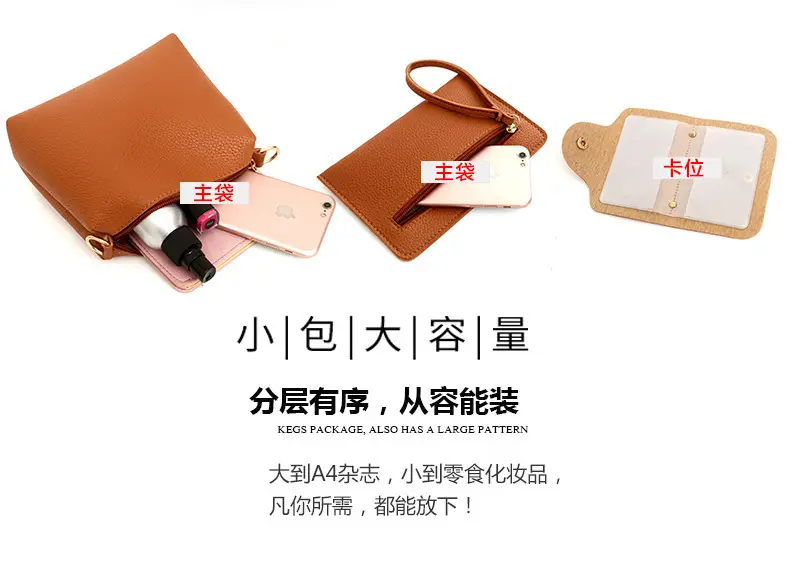 2025 New Korean Style All-match Litchi Pattern Open Portable Shoulder Bag Women's Bag Four-piece Set Women's Bag for Foreign Trade — feature 30