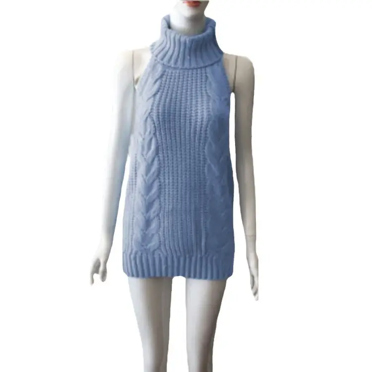 Pink Knitted Backless Sleeveless Sweater for Women - Image 23