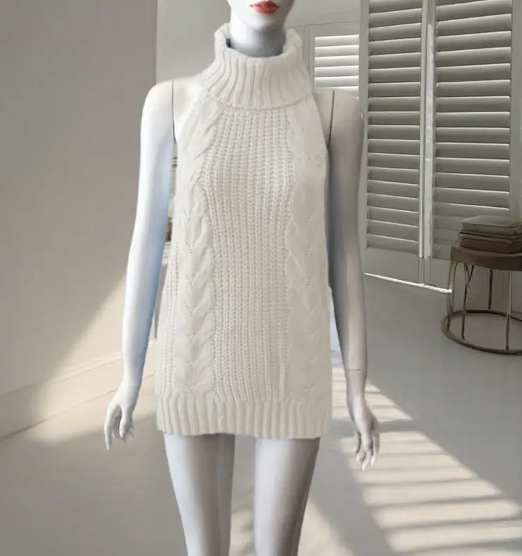 Pink Knitted Backless Sleeveless Sweater for Women - Image 4