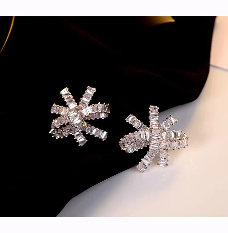 S925 Sterling Silver Zircon Stud Earrings Big Size - Image 2