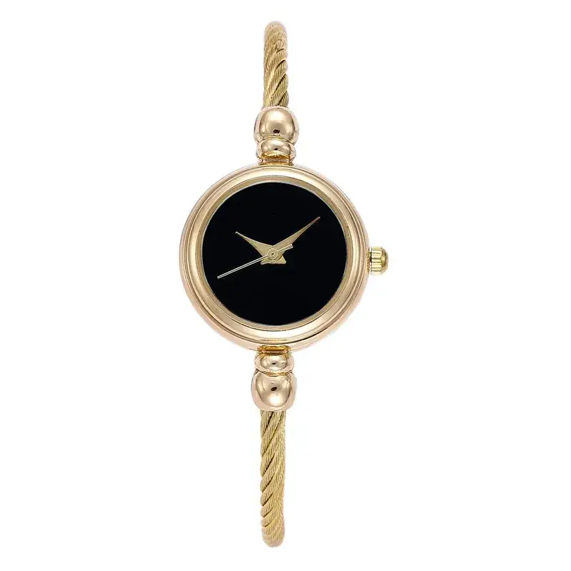 Women's Gold Braided Watch Set with Black Dial - Image 3