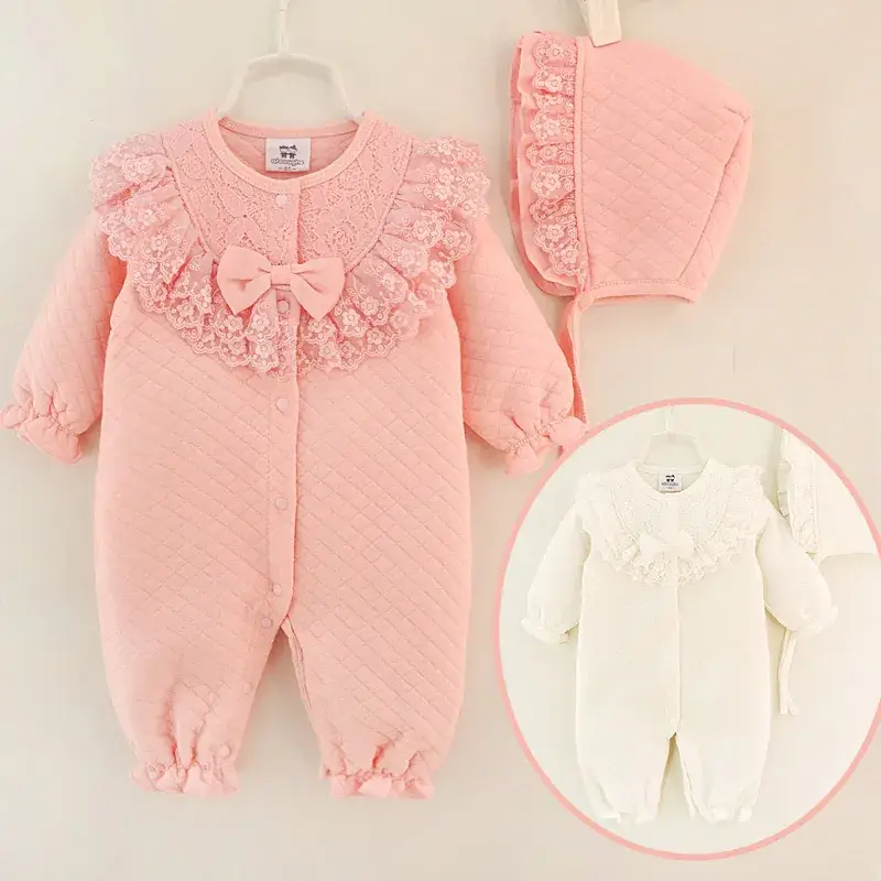 Pink Lace Baby Crawling Set for Newborns - Image 9