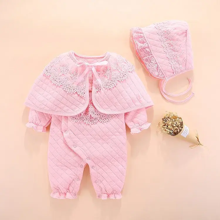 Pink Lace Baby Crawling Set for Newborns - Image 3