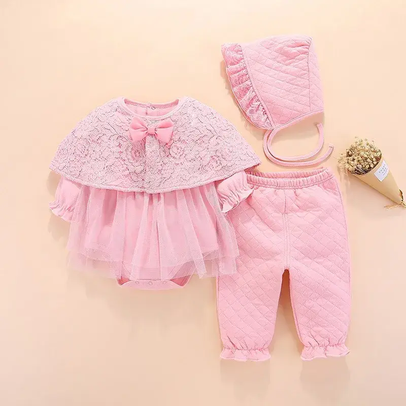 Pink Lace Baby Crawling Set for Newborns - Image 6