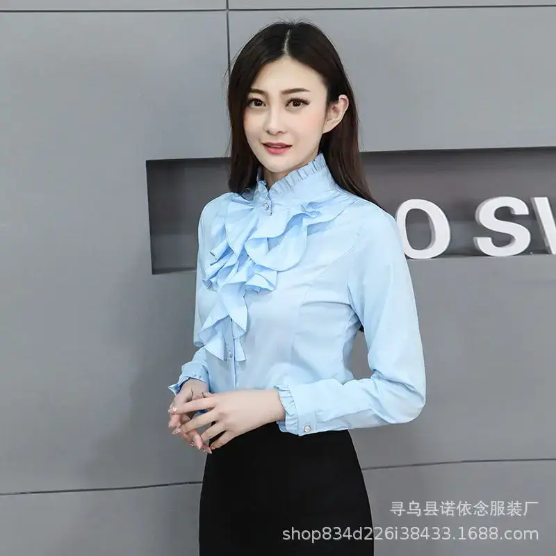 Women's Pink Long Sleeve Collar Shirt with Lace Trim - Image 8
