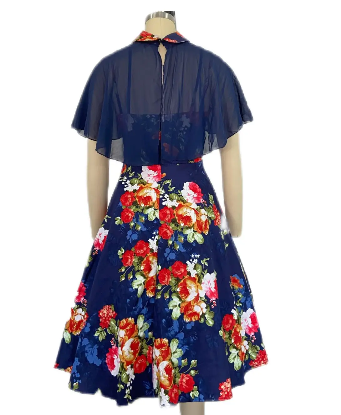 Black A-Line Hepburn Style Dress with Patchwork Design — feature 4