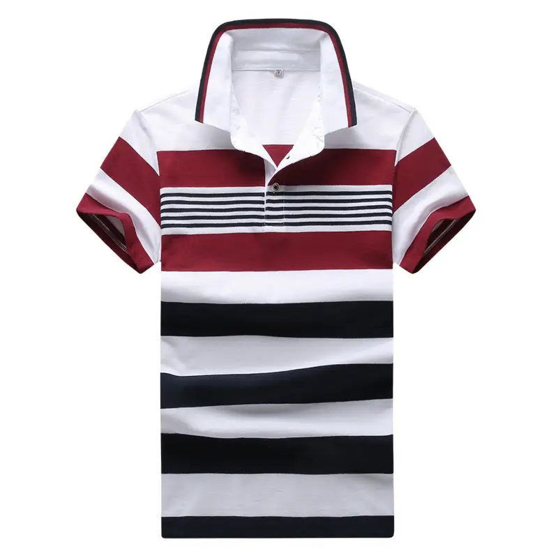 Men Striped Polo Shirt 2017 Summer Black Yellow White - Image 2