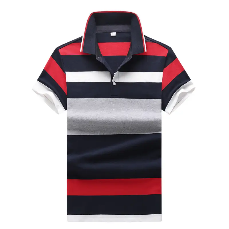 Men Striped Polo Shirt 2017 Summer Black Yellow White - Image 3