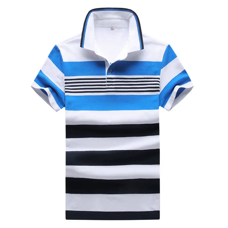 Men Striped Polo Shirt 2017 Summer Black Yellow White - Image 4