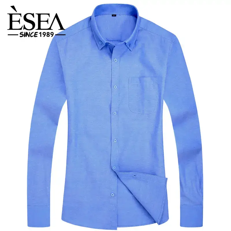 Men's Grey Oxford Shirt Long Sleeve Ironing Free - Image 6