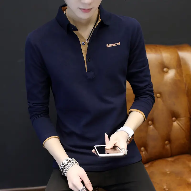 Men's Black Slim Fit T-Shirt with Stand Collar - Image 9