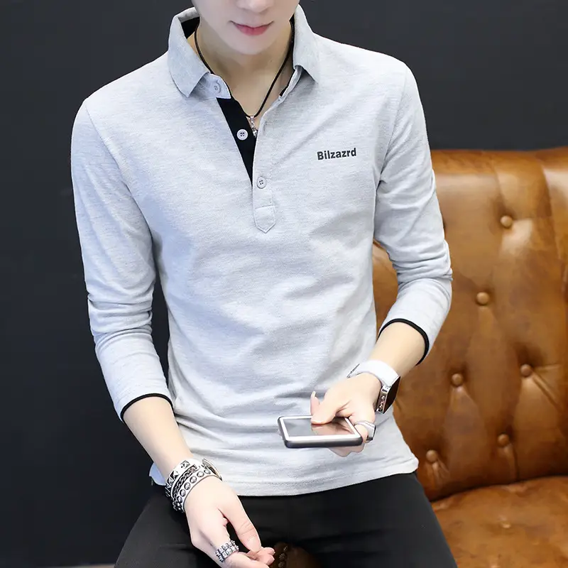 Men's Black Slim Fit T-Shirt with Stand Collar - Image 2