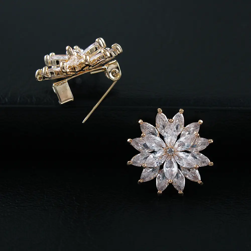 Double-Layer Crystal Sunflower Brooch for Women - Image 4