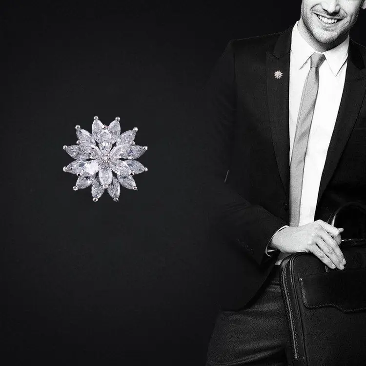 Double-Layer Crystal Sunflower Brooch for Women — feature 13