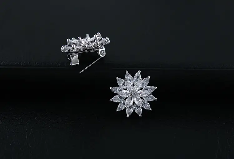 Double-Layer Crystal Sunflower Brooch for Women — feature 6