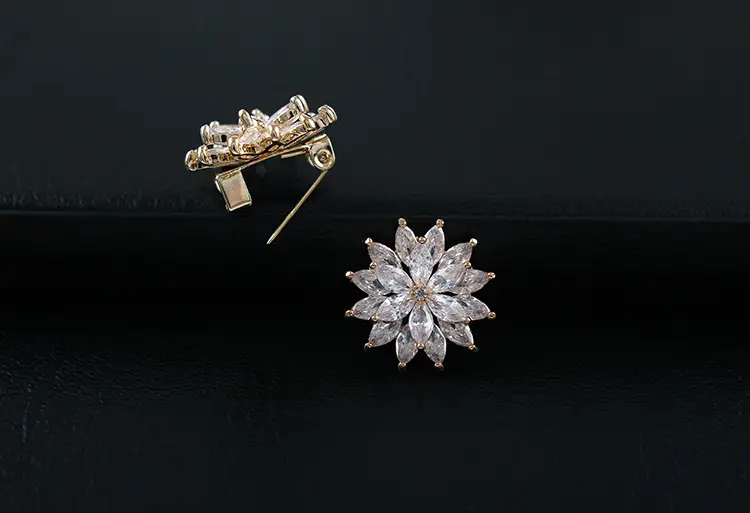 Double-Layer Crystal Sunflower Brooch for Women — feature 7