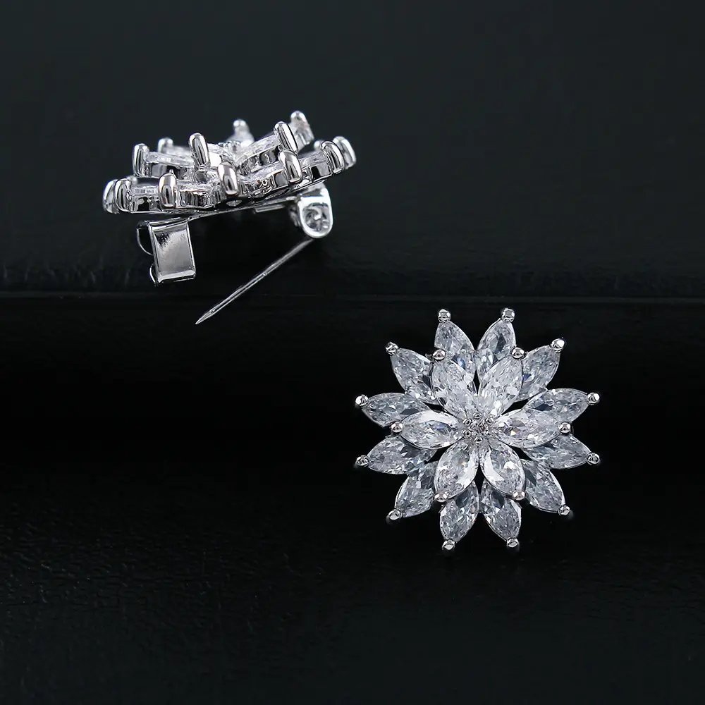 Double-Layer Crystal Sunflower Brooch for Women - Image 3