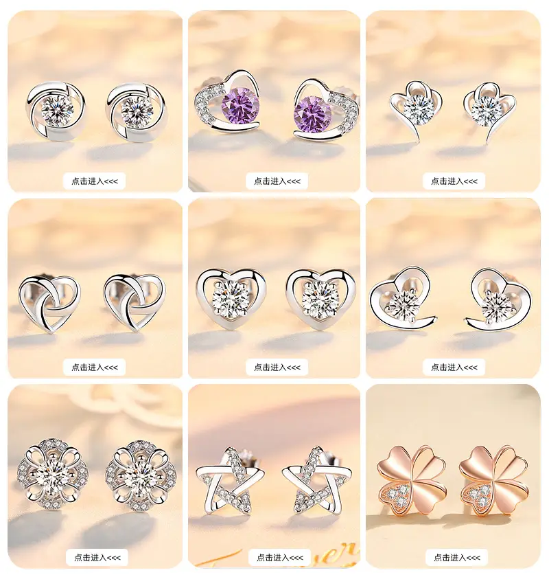 Pure Silver Heart Earrings with Purple Gemstones — feature 2