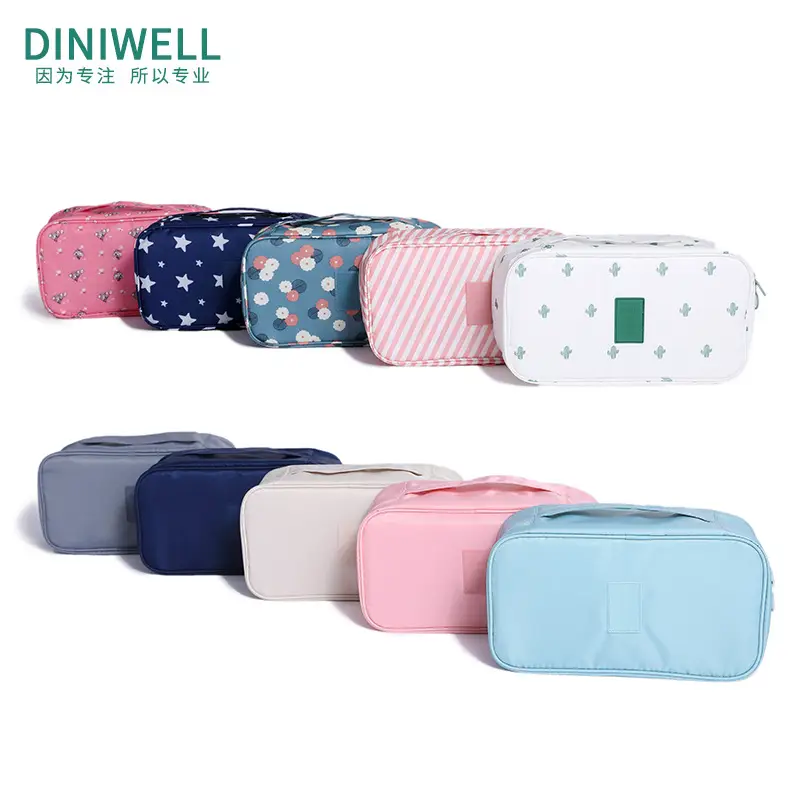 Pink Divided Travel Cosmetics Bag with Socks Organizer - Image 9