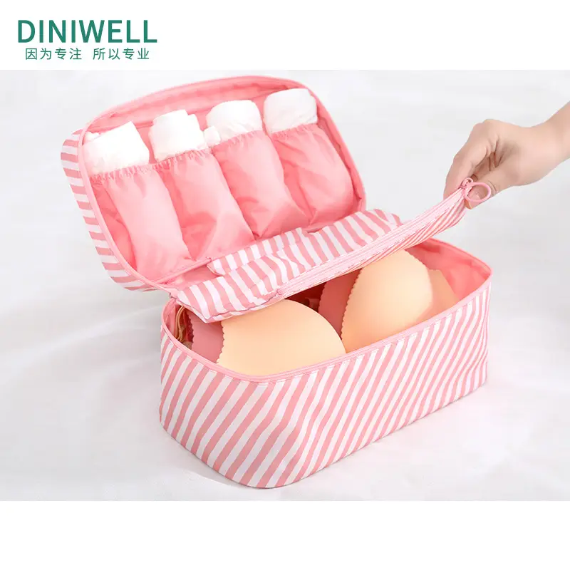 Pink Divided Travel Cosmetics Bag with Socks Organizer - Image 10