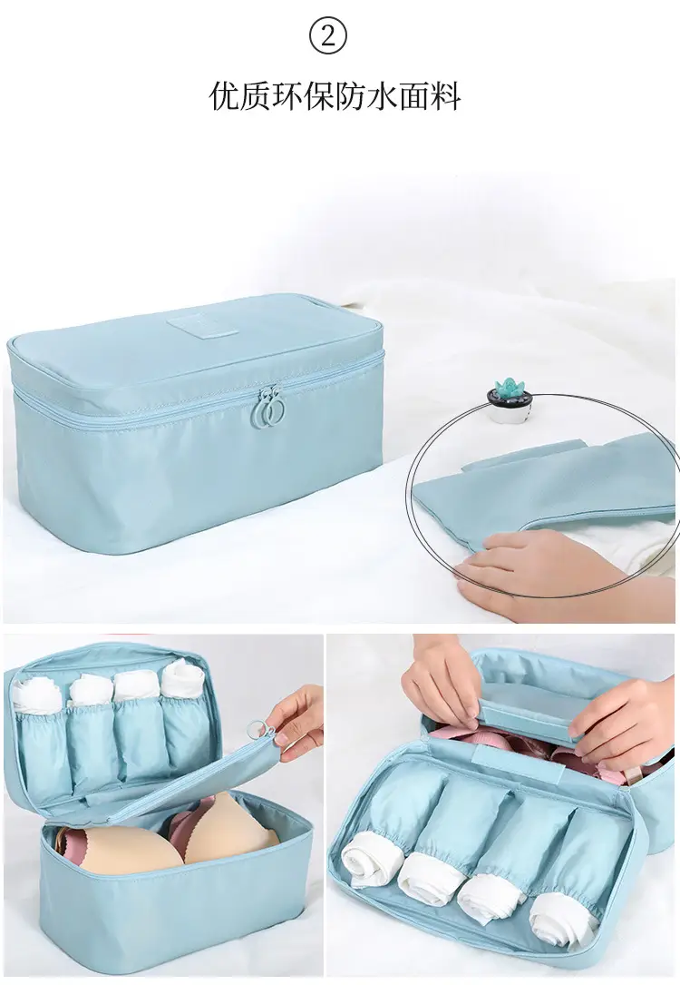 Pink Divided Travel Cosmetics Bag with Socks Organizer — feature 12