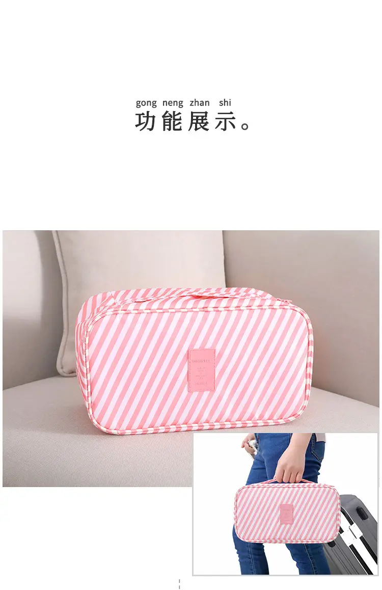 Pink Divided Travel Cosmetics Bag with Socks Organizer — feature 16