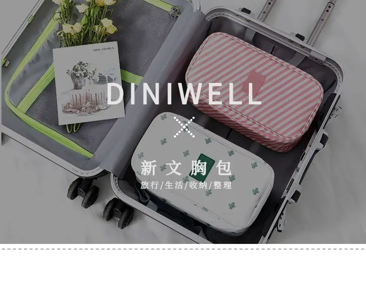 Pink Divided Travel Cosmetics Bag with Socks Organizer — feature 2