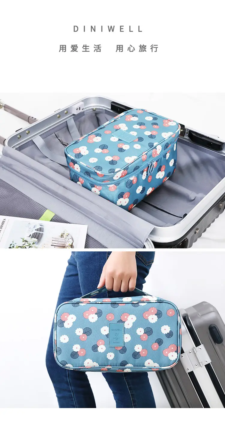 Pink Divided Travel Cosmetics Bag with Socks Organizer — feature 21