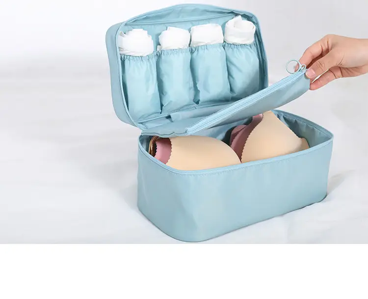 Pink Divided Travel Cosmetics Bag with Socks Organizer — feature 23