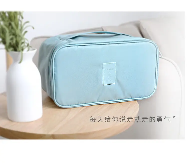 Pink Divided Travel Cosmetics Bag with Socks Organizer — feature 3