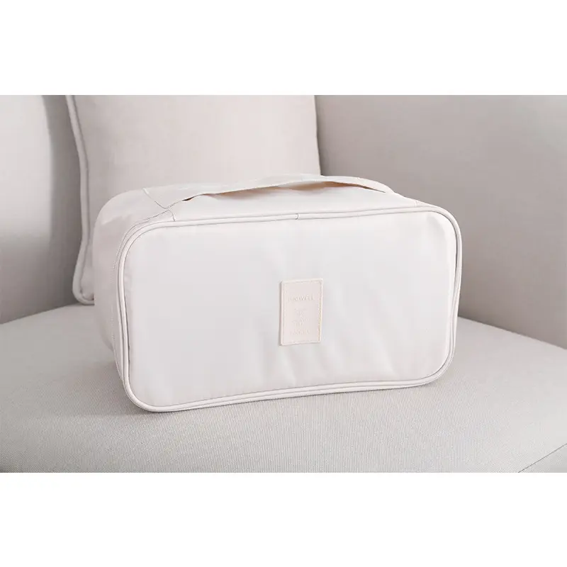 Pink Divided Travel Cosmetics Bag with Socks Organizer - Image 2