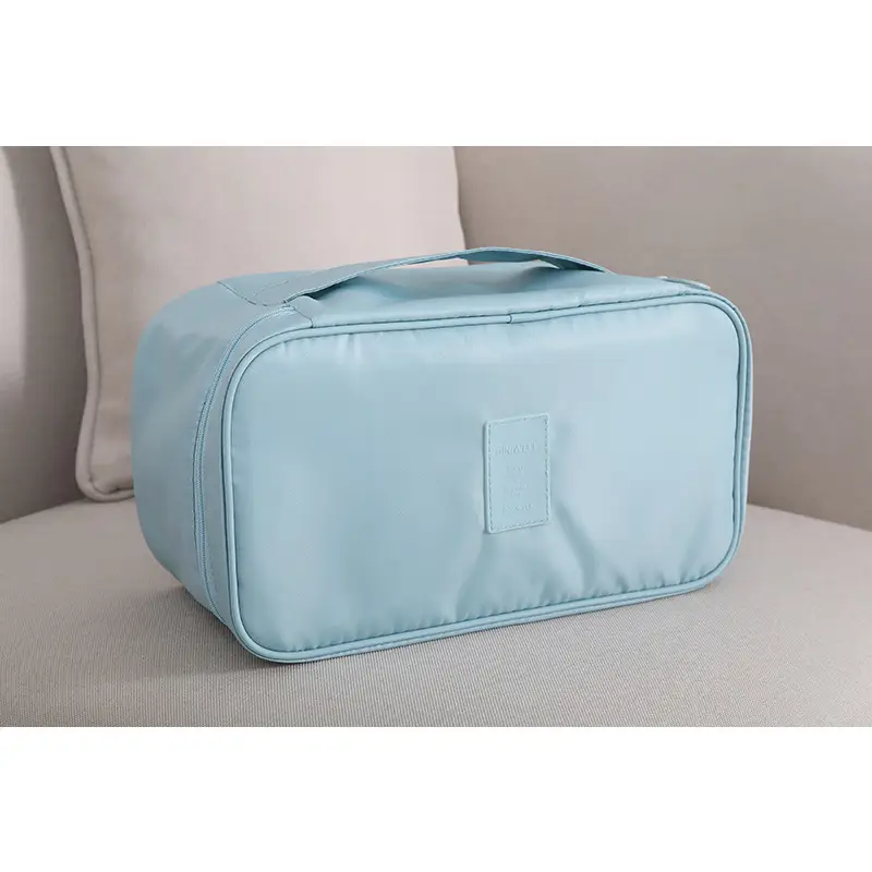 Pink Divided Travel Cosmetics Bag with Socks Organizer - Image 3