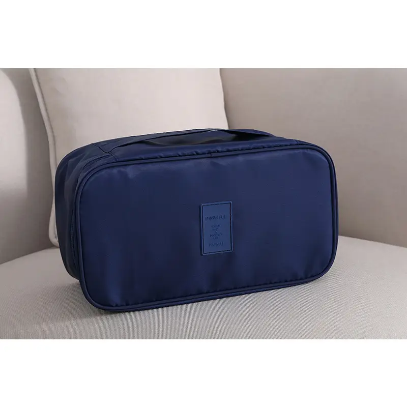 Pink Divided Travel Cosmetics Bag with Socks Organizer - Image 4